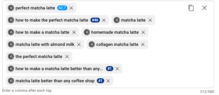Shayna Terese Taylor SEO keyword rankings — matcha latte