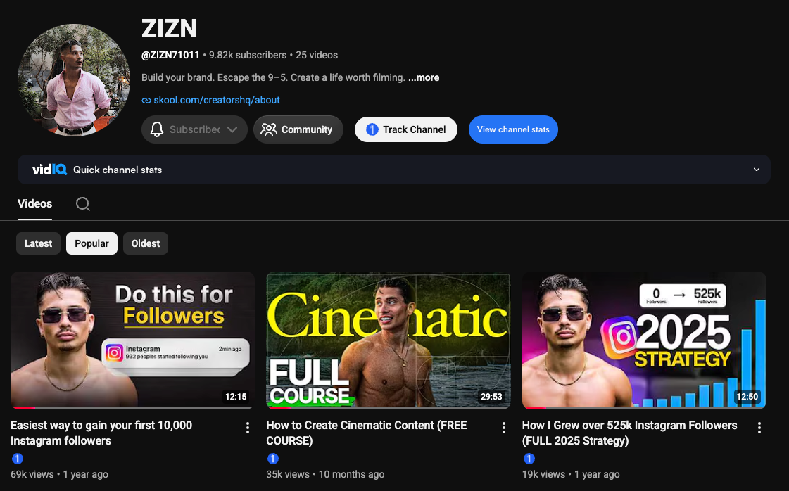Zedan Mutlu's second channel (Zizn) outlier videos